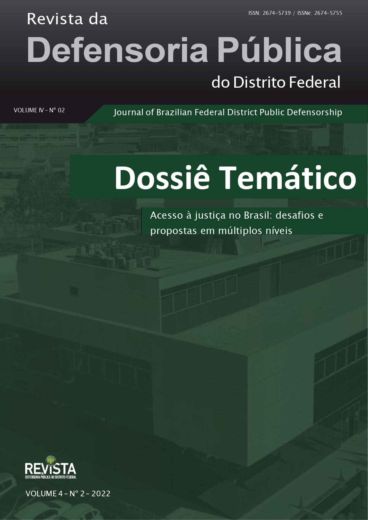 Revista da Defensoria Pública do Distrito Federal, capa, volume 4, número 2, 2022.