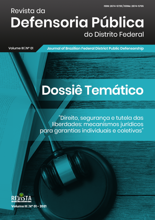 Capa da Revista da defensoria pública do distrito federal, volume 3, número 1, 2021.